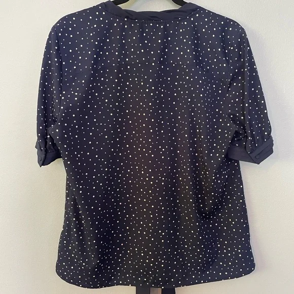 Jason Wu for Target Navy & White Polka Dot Blouse with Tie Size Large - Picture 4 of 5